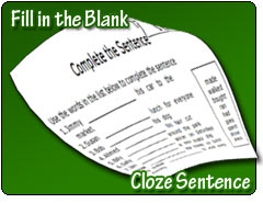 Fill In The Blank Cloze Sentence Worksheets