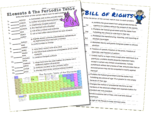 Match Up Worksheet Maker