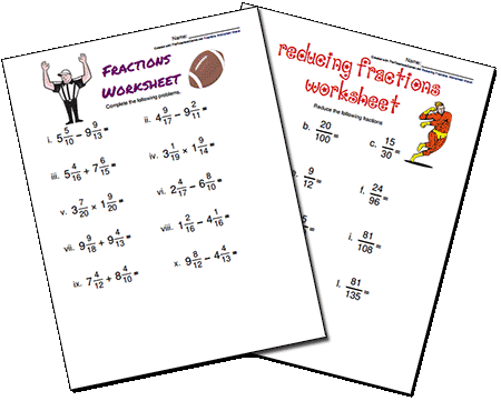 Fractions & Reducing Fractions Worksheets
