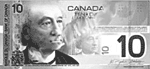 Canada 10 bill BW front